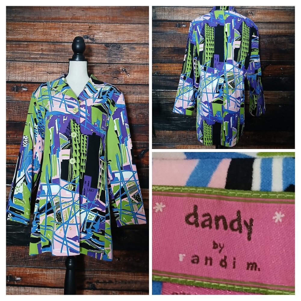 Dandy 14 Vintage Duster Blazer Jacket  Abstract Button Front